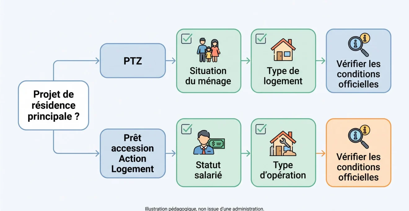 Schéma d’orientation séparant les vérifications PTZ et Action Logement